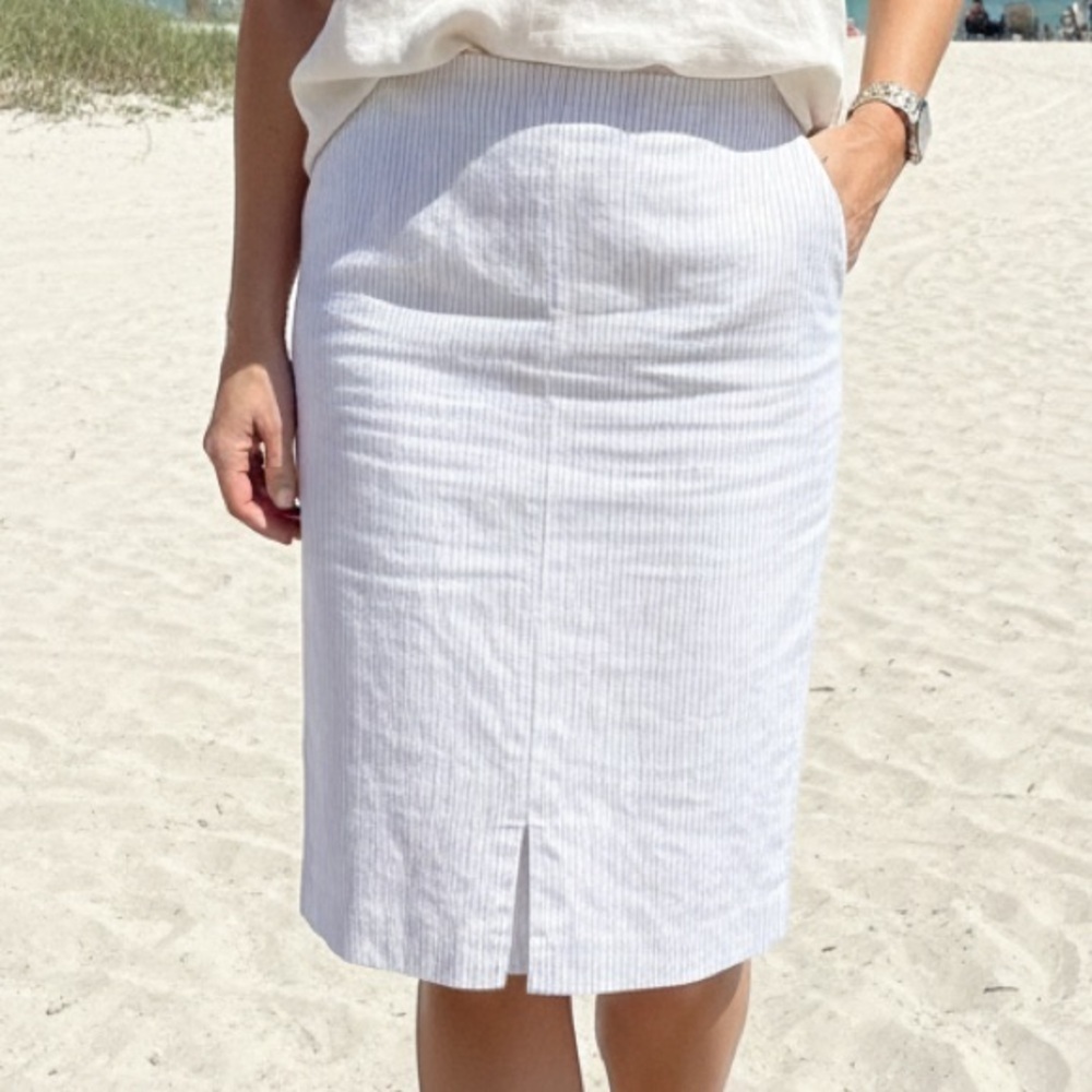 NWT Linen Banana Republic Sz 4 Micro Stripe Pencil Skirt